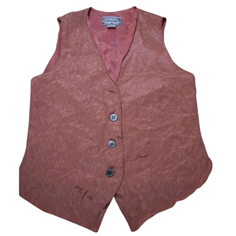 Jonathan Martin Silk Vest Top Women's Medium Coral Pink Floral Sleeveless